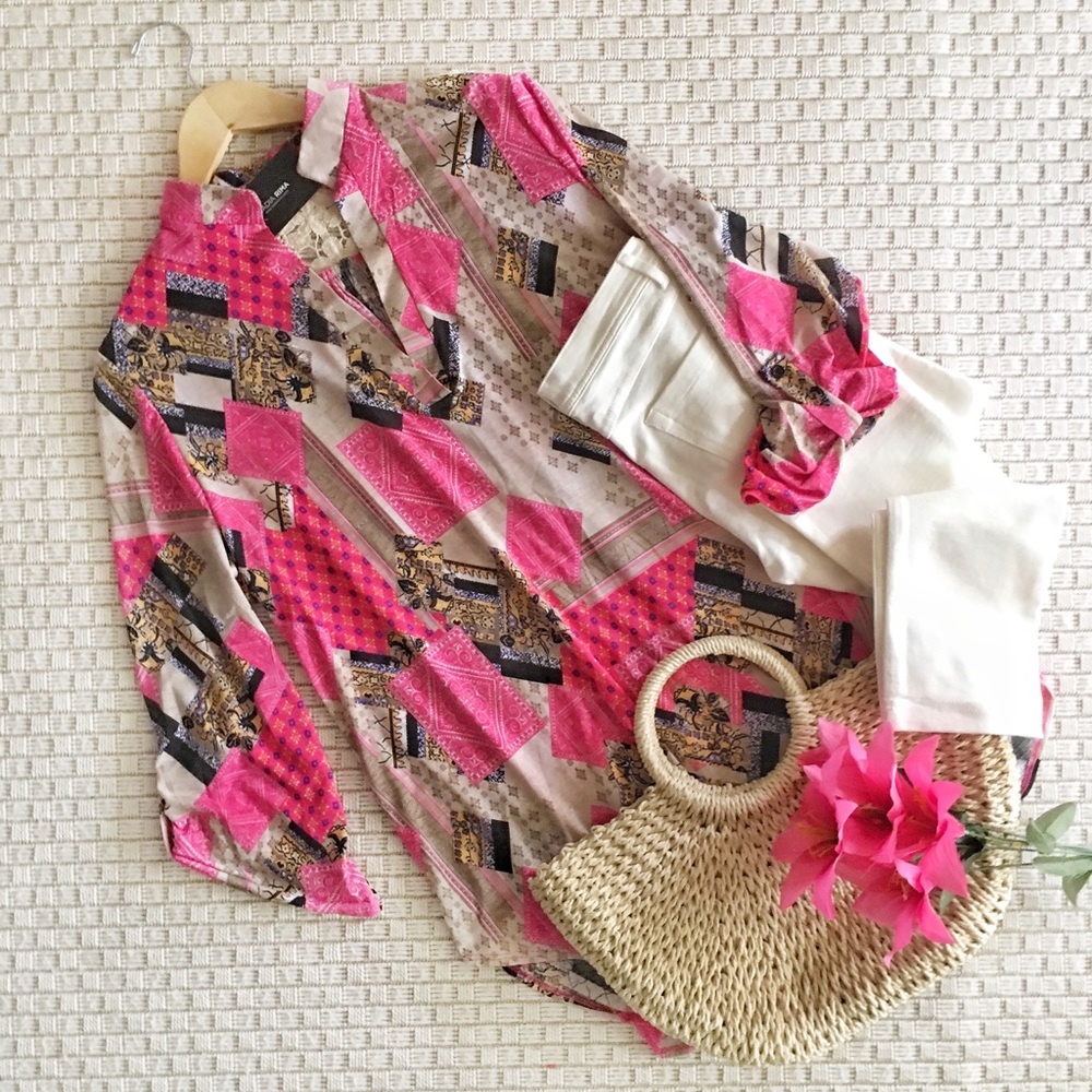 Pink Patch Printed Tunic Top